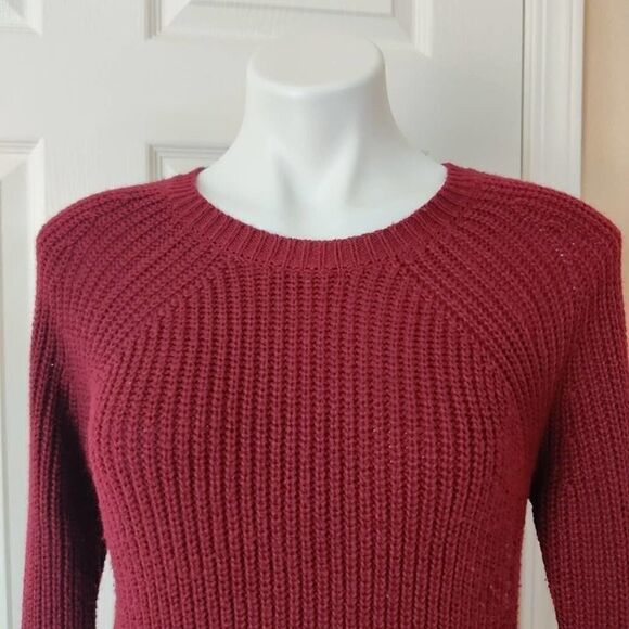 Sienna Sky ribbed burgundy pullover sweater sz M - Picture 2 of 8
